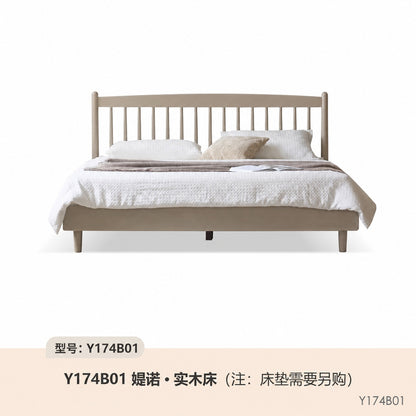 轻奢实木床北欧原木双人床现代简约大床温莎床卧室家具