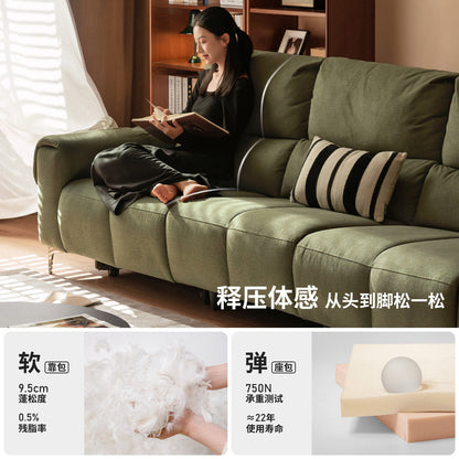 布艺沙发客厅零靠墙电动伸缩三人位钢琴键沙发