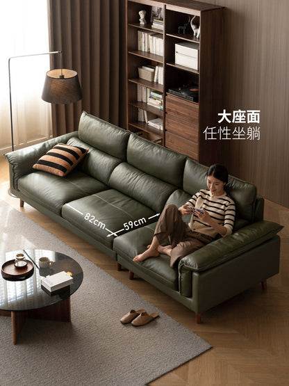真皮沙发客厅头层牛皮直排沙发高靠背三人位皮沙发