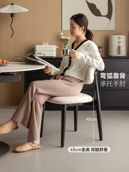 实木餐椅餐厅现代简约软包椅黑色橡木靠背椅吃饭椅子