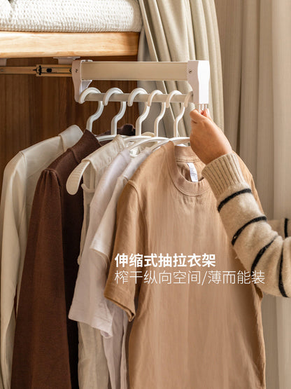 实木衣柜卧室橡木超薄布帘衣橱原木风防尘收纳储物柜