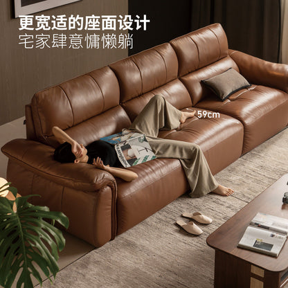 真皮沙发客厅意式轻奢四人位大户型花瓣直排沙发