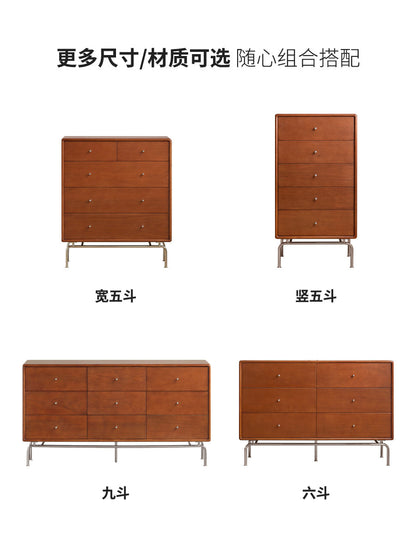实木斗柜复古客厅靠墙五边柜中古卧室小户型床尾收纳柜