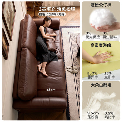 真皮沙发美式复古三人位头层牛皮客厅小户型直排沙发
