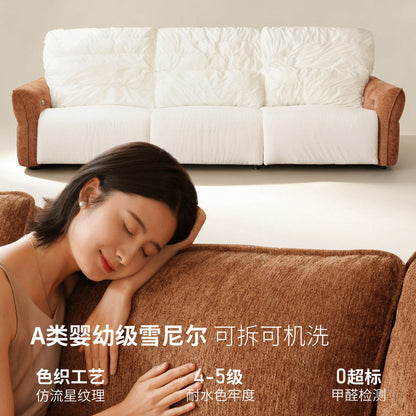 功能客厅雪尼尔布艺沙发现代简约零靠墙电动沙发