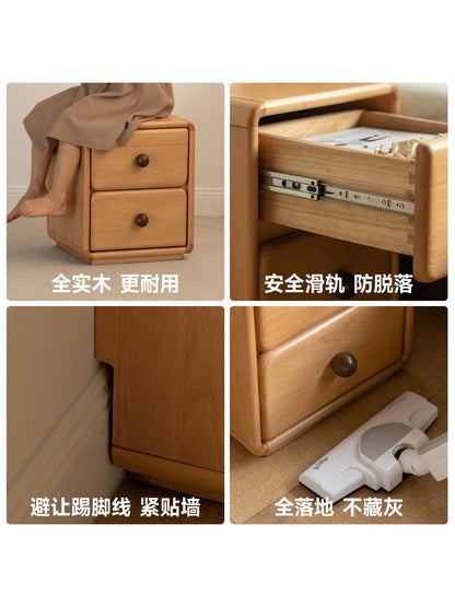 实木儿童床头柜简约现代卧室床边收纳柜小户型窄边小柜子