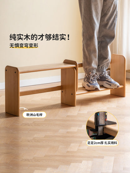 实木儿童储物柜多功能伸缩置物架简约书桌上架学生书架