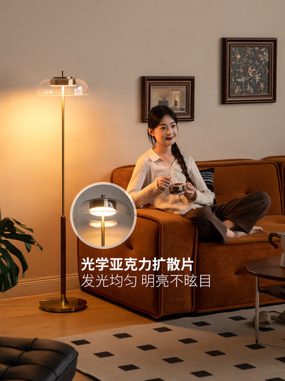 实木玻璃台灯轻奢高级创意文艺复古氛围灯客厅中古落地灯