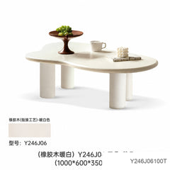 实木云朵茶几现代简约小户型客厅白色茶桌奶油风茶台