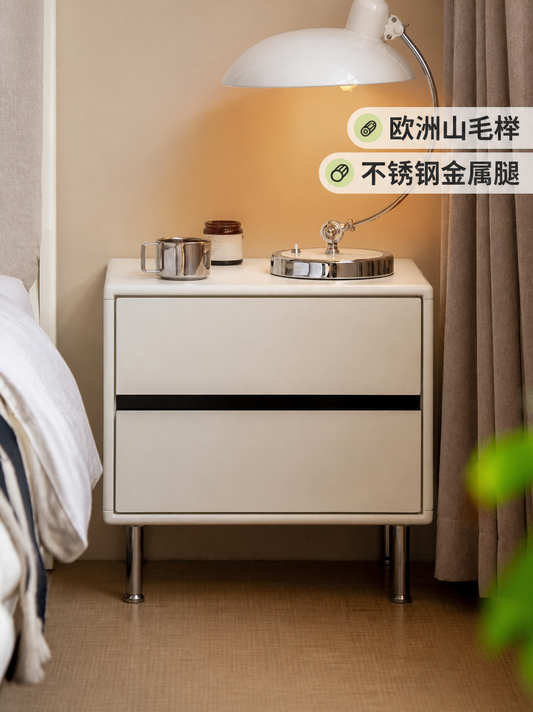实木床头柜简约轻奢风床边柜白色小柜子卧室储物柜