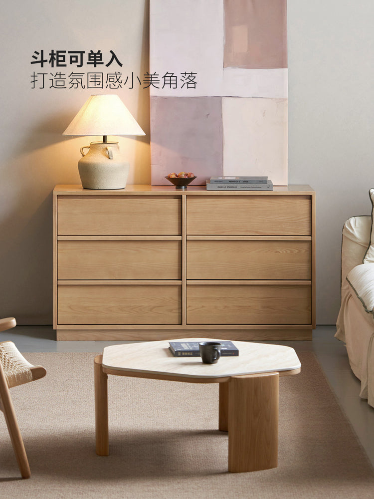 实木化妆桌现代简约伸缩梳妆台卧室白蜡木六斗柜化妆台