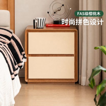实木床现代简约两抽储物柜卧室樱桃木小柜子收纳柜