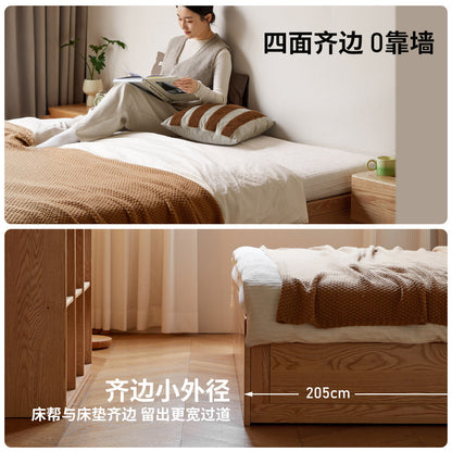 全实木床现代简约橡木无床头榻榻米床北欧主卧储物箱体床