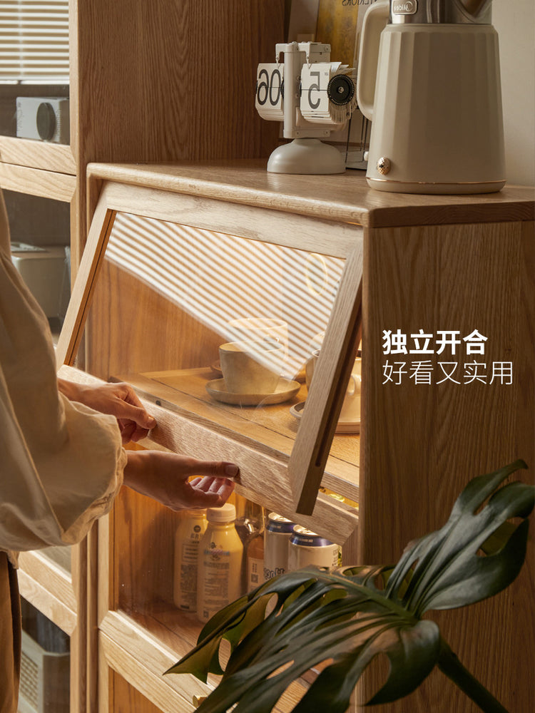 原木书架组合书柜实木翻门展示柜置物架储物柜边柜收纳柜