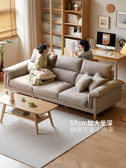 布艺沙发客厅简约三人位真皮沙发白色猫抓高脚布沙发