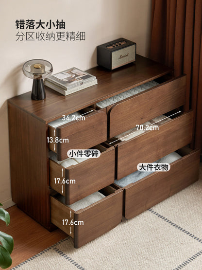 实木斗柜意式轻奢斗橱卧室黑胡桃木边柜床尾储物柜