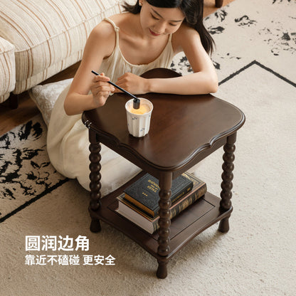 客厅实木边几法式复古角几小户型不规则储物小茶几