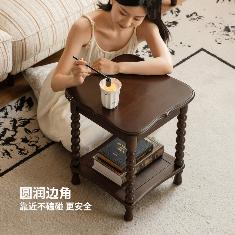 客厅实木边几法式复古角几小户型不规则储物小茶几