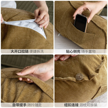 床头软包靠垫中古风大靠背床上看书扶手靠枕护腰护脊神器