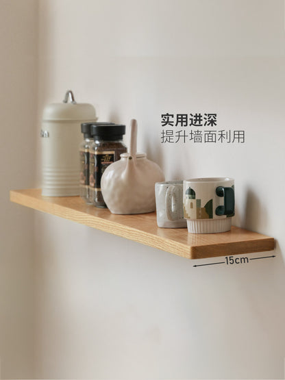 实木墙上置物架挂墙置物板床头木板收纳墙面一字搁板书架