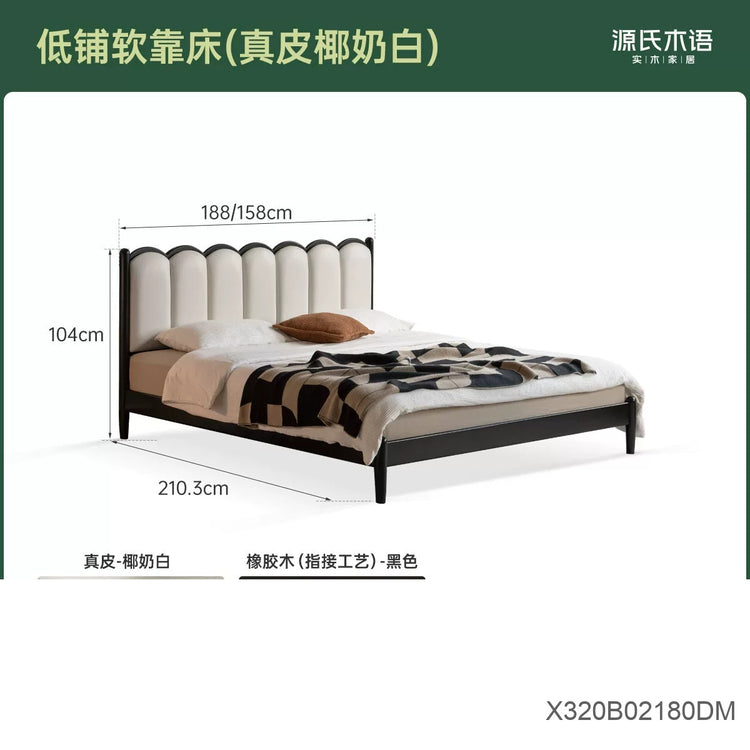 实木床复古风双人床卧室法式软靠床简约黑色竖琴床