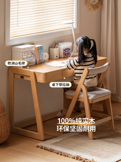 实木儿童学习桌书桌书架一体学生写字桌小户型升降桌