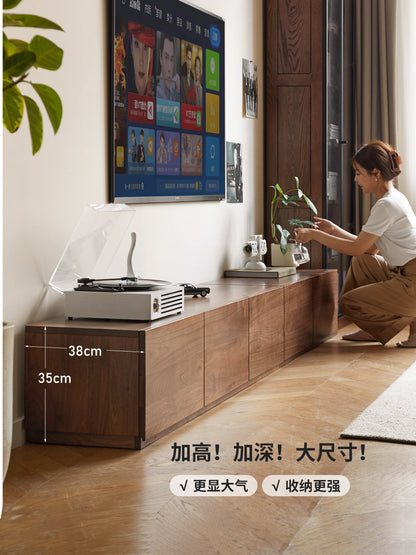 全实木电视柜客厅落地黑胡桃木拼接地柜小户型储物柜