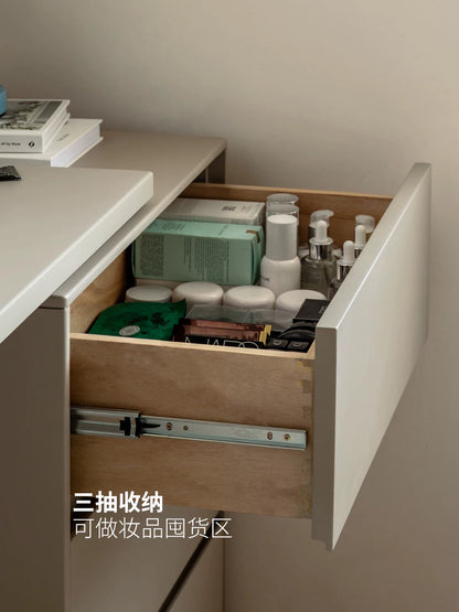 实木伸缩梳妆台卧室家具轻奢收纳化妆桌现代简约斗柜桌子