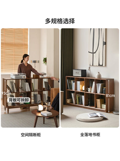 实木书柜现代简约书房展示柜橡木小户型落地格子柜