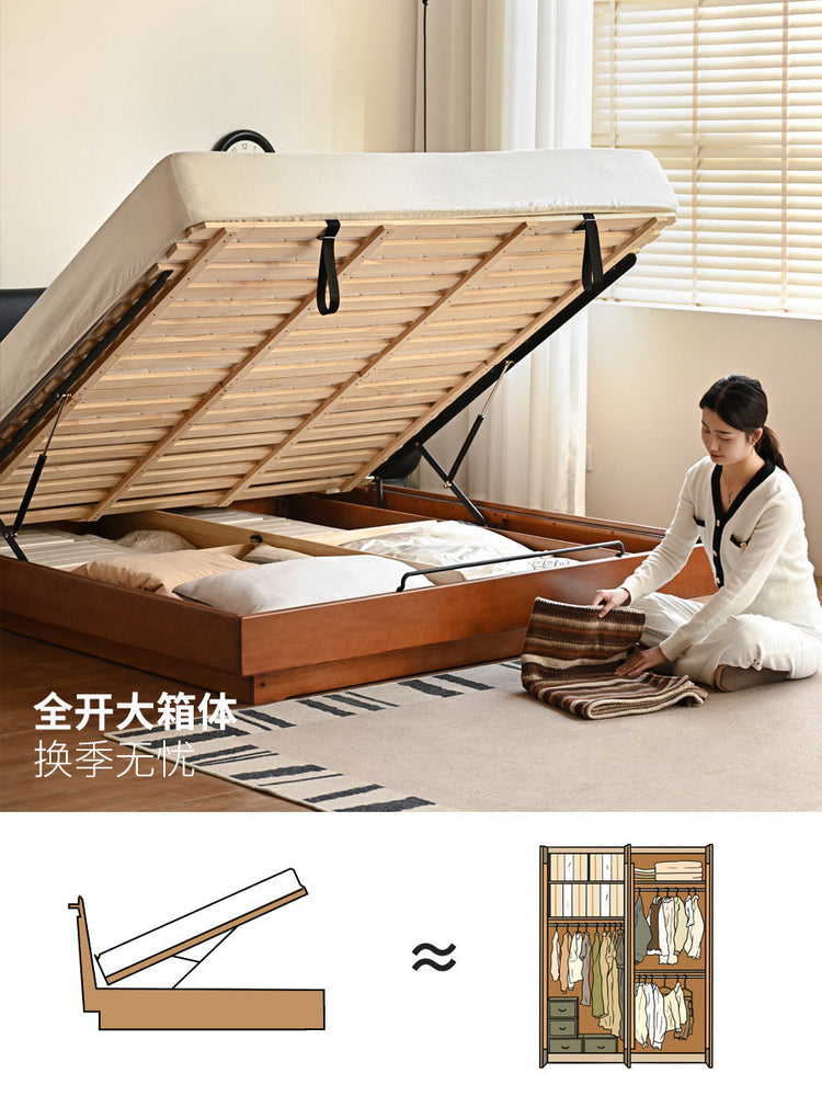 实木床卧室中古软包悬浮床包豪斯储物床大容量箱体床