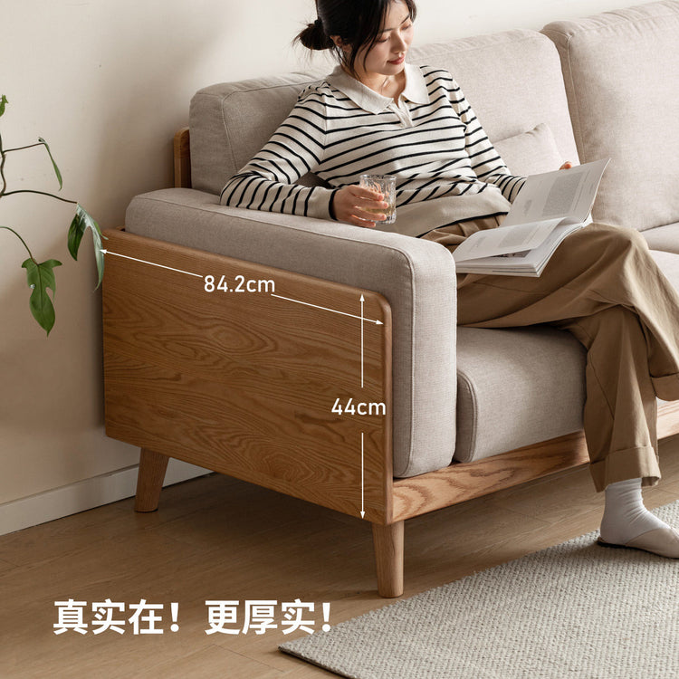 实木客厅小户型现代简约橡木原木风直排沙发