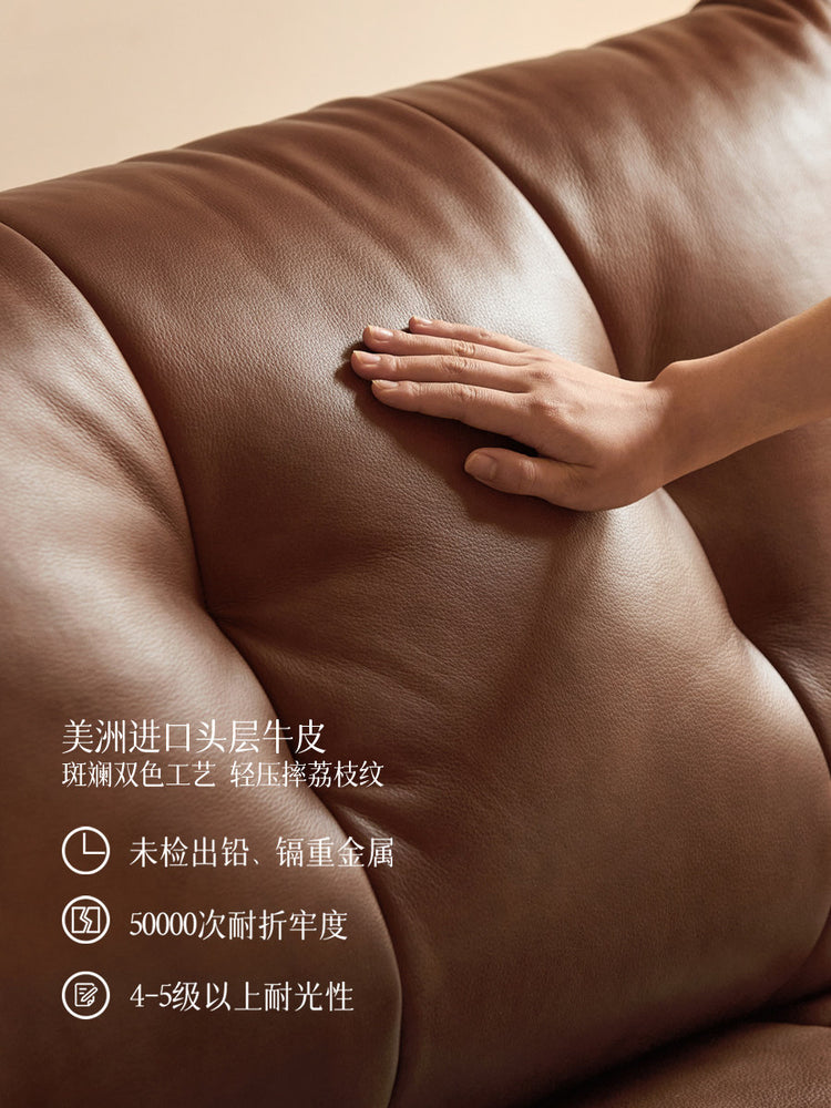 真皮沙发美式复古三人位客厅小户型高靠背直排沙发