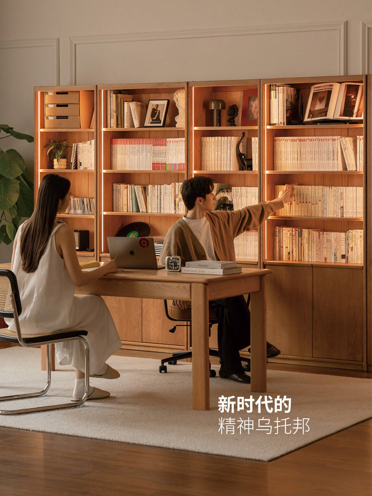 黑标实木书柜樱桃木书房展示柜简约储物柜玻璃门柜子
