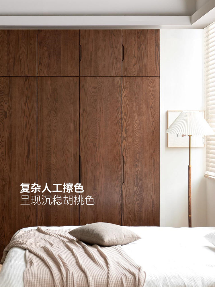 实木衣柜现代简约收纳柜胡桃色衣橱北欧卧室家具储物柜