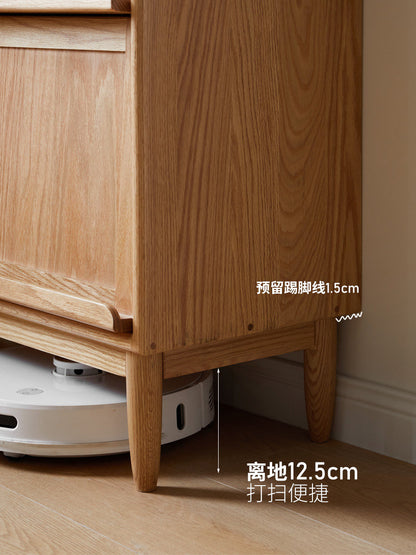 实木书柜四翻门带灯储物柜子中古樱桃木靠墙杂志柜