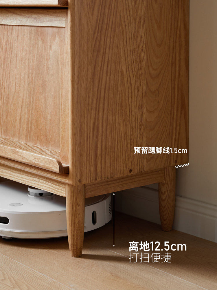 实木书柜四翻门带灯储物柜子中古樱桃木靠墙杂志柜
