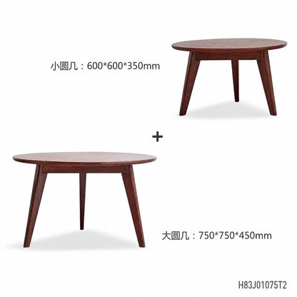 纯实木茶几沙发边几大小组合客厅圆形茶桌小户型原木矮桌