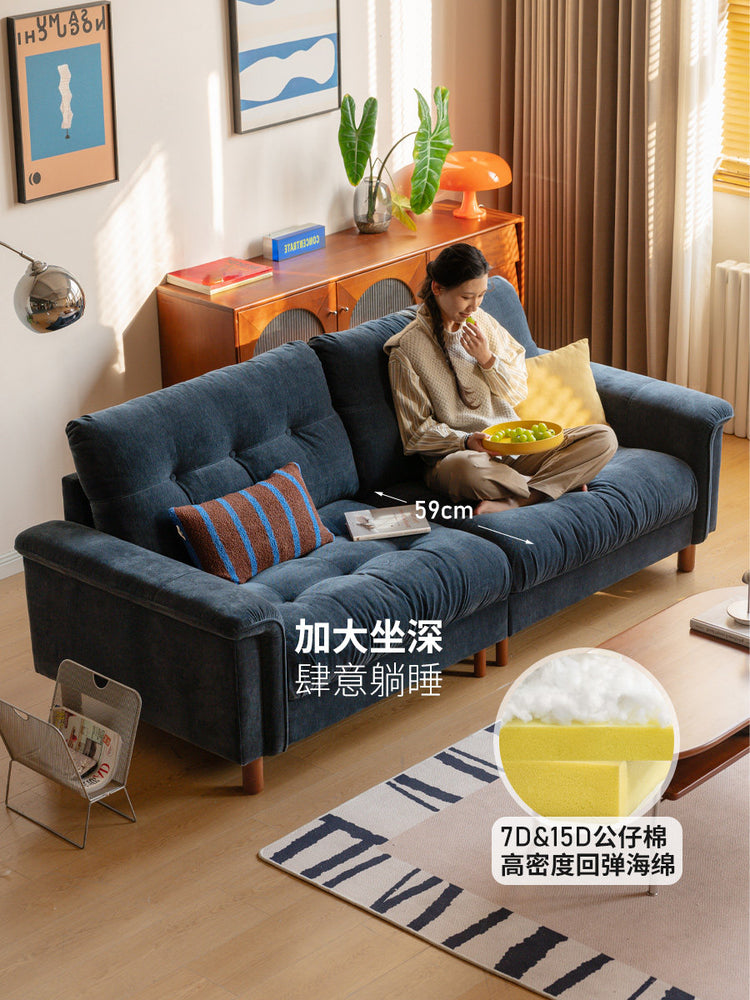 布艺沙发客厅复古高靠背直排小户型雪尼尔沙发