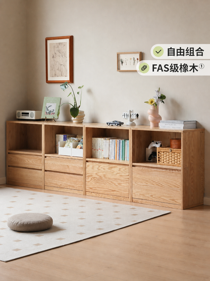 实木书柜置物储物柜橡木自由组合矮柜落地书架餐边柜