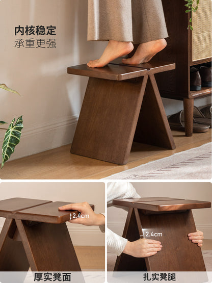 实木换鞋凳客厅沙发边几现代简约板凳胡桃色脚踏方凳