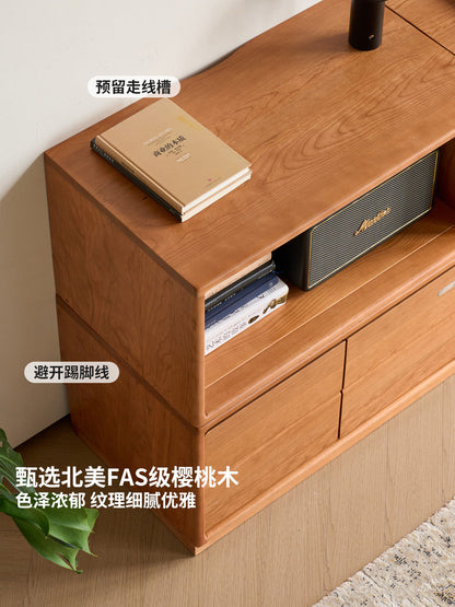 实木电视柜客厅法式复古自由组合边柜樱桃木模块柜