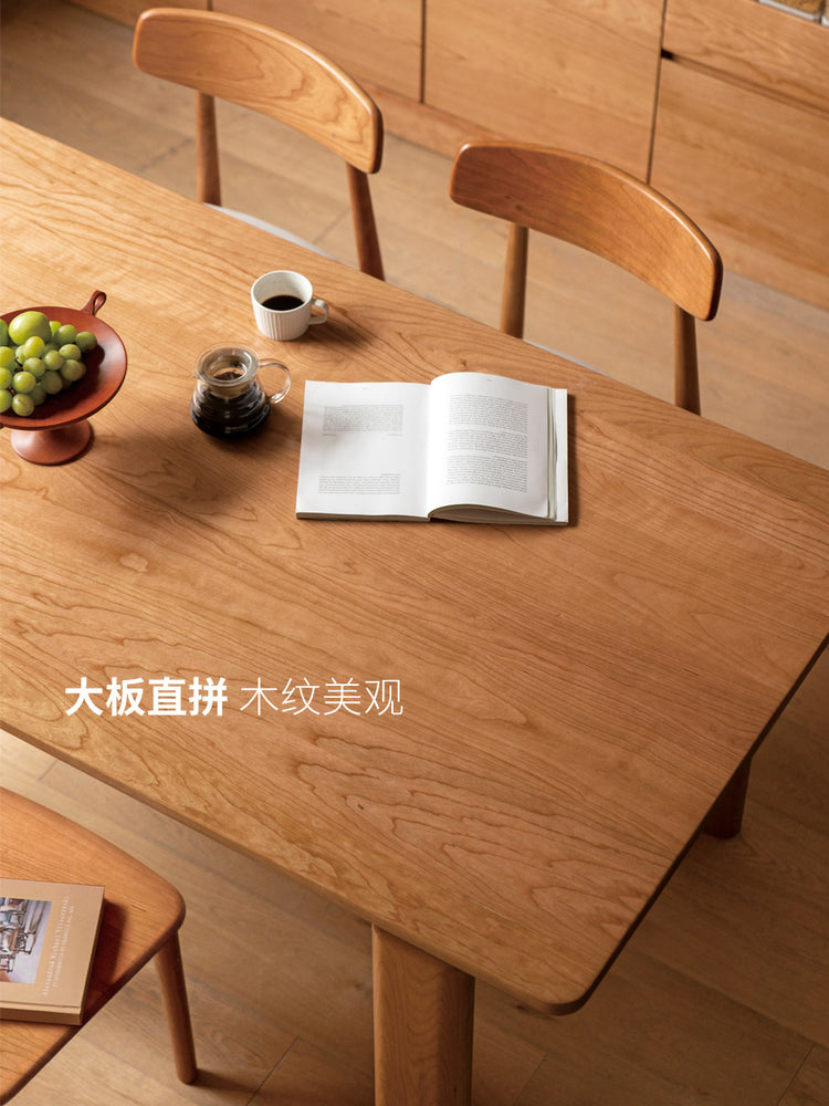实木餐桌樱桃木黑标餐厅饭桌小户型长桌简约办公桌
