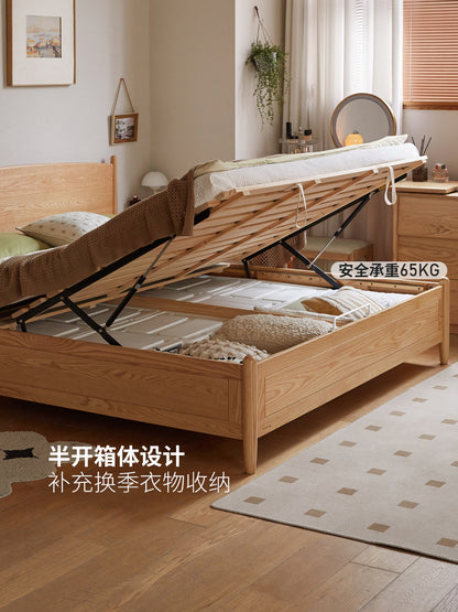 实木床现代简约箱体储物床卧室原木大板床橡木收纳床