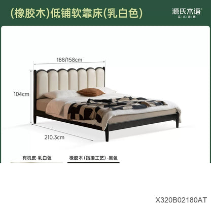 实木床复古风双人床卧室法式软靠床简约黑色竖琴床
