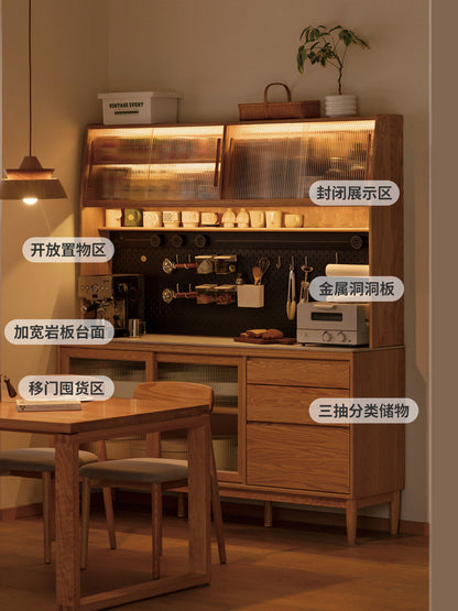 实木餐边柜现代简约茶水柜厨房碗柜置物柜大容量收纳柜
