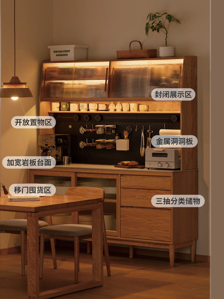 实木餐边柜现代简约茶水柜厨房碗柜置物柜大容量收纳柜