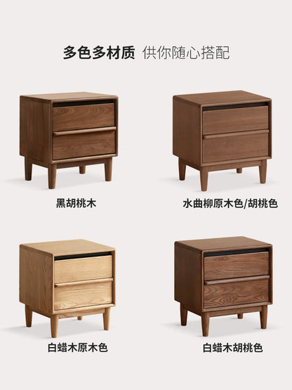 实木床头柜现代纽约储物柜卧室胡桃色收纳柜小柜子