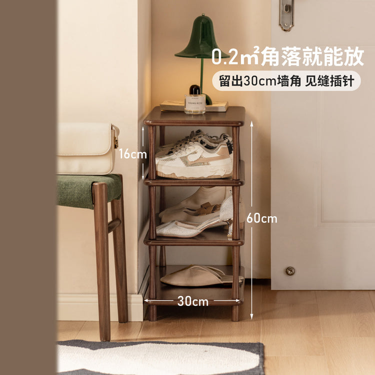 实木鞋架客厅现代简约置物架胡桃色小户型入户多层收纳架