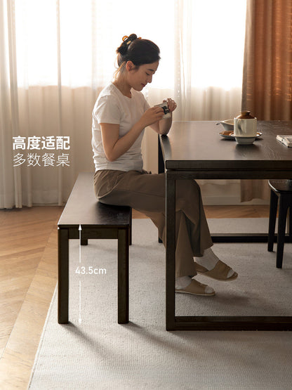 实木长凳餐厅现代简约长条凳橡木美式卧室黑色床尾凳