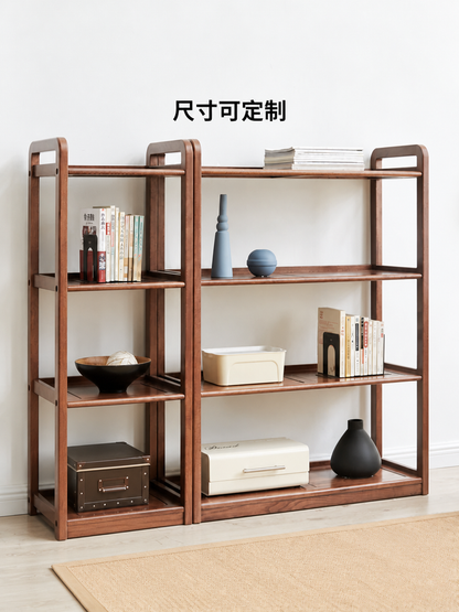 实木置物架现代简约落地书架橡木多层货架书房简易收纳架